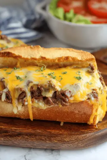 Cheesy Hot Beef Sandwich