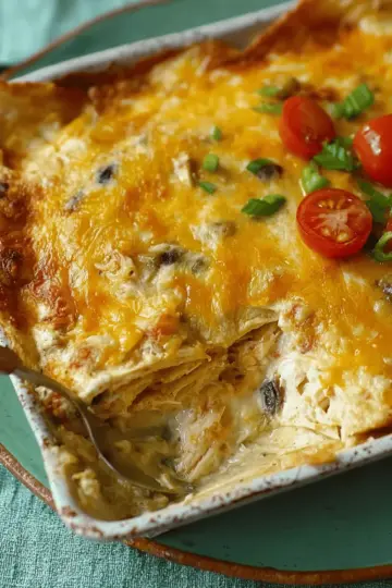 Quick and Easy Green Chile Chicken Enchilada Casserole