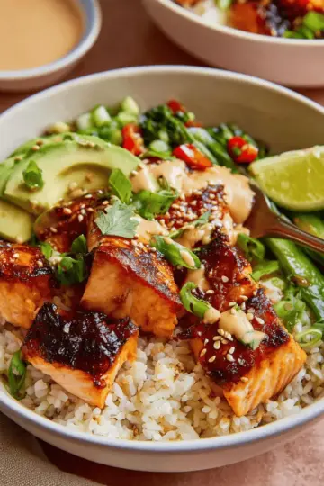Honey Glazed Salmon Bowls