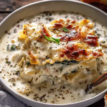 Creamy White Lasagna Soup.