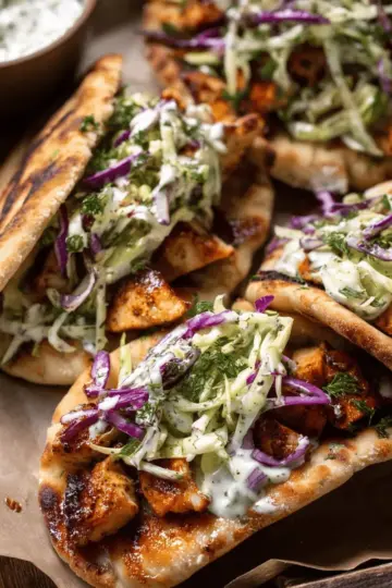 Sheet Pan Chicken Pitas with Herby Ranch Slaw