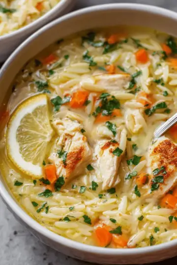 Lemon Chicken Orzo Soup
