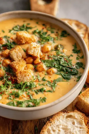 Vegan Garlic Chickpea Soup (Blended)