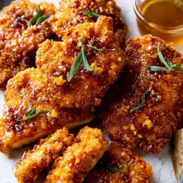 Baked Crunchy Hot Honey Chicken.