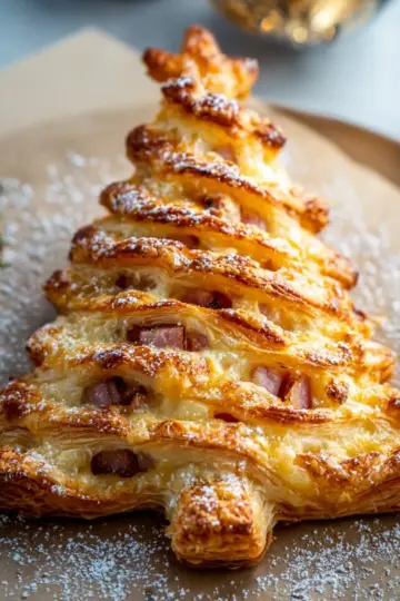 Cheesy Ham Puff Pastry Christmas Tree