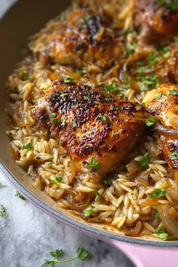 French Onion Chicken & Orzo