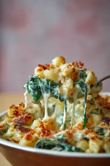 Creamed Spinach Mac and Cheese.