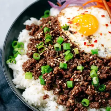 Korean Ground Beef and Rice Bowls