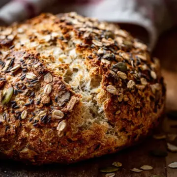 No Knead Seeded Oat Bread