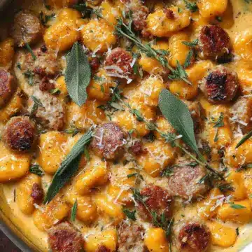 Creamy Butternut Squash Gnocchi with Sausage, Thyme, and Sage