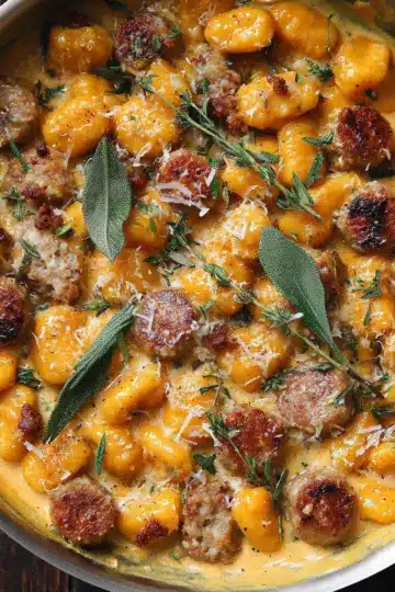 Creamy Butternut Squash Gnocchi with Sausage, Thyme, and Sage