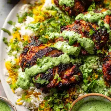 Peruvian Chicken & Rice with Green Sauce