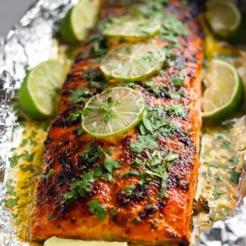 Baked Honey Cilantro Lime Salmon in Foil