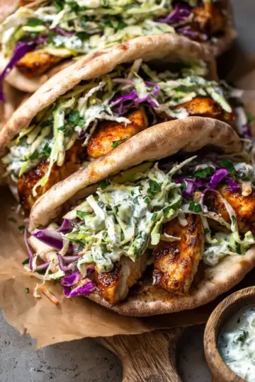 Sheet Pan Chicken Pitas with Herby Ranch Slaw