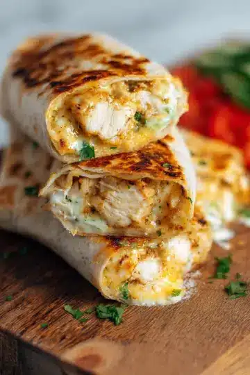 Cheesy Garlic Chicken Wraps