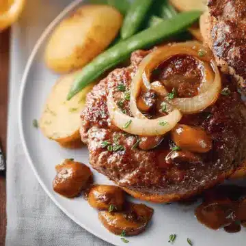 Hamburger steak aux oignons
