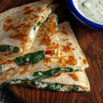 Spinach Quesadilla with Feta and Pepper Jack Cheese