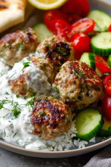 Greek Turkey Meatballs with Tzatziki Sauce
