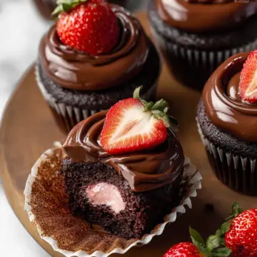 Chocolate Covered Strawberry Cupcakes
