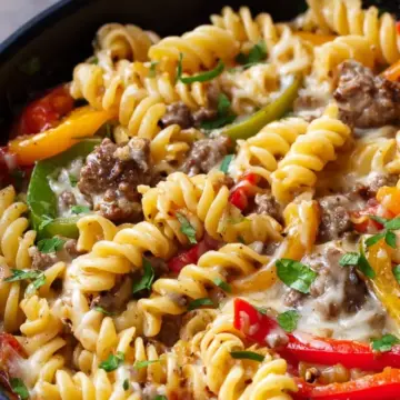 Recipe: Philly Cheesesteak Pasta Skillet