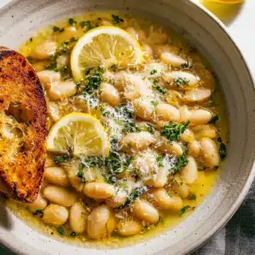 Brothy White Beans with Parmesan & Lemon