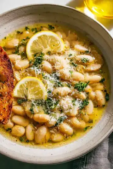 Brothy White Beans with Parmesan & Lemon