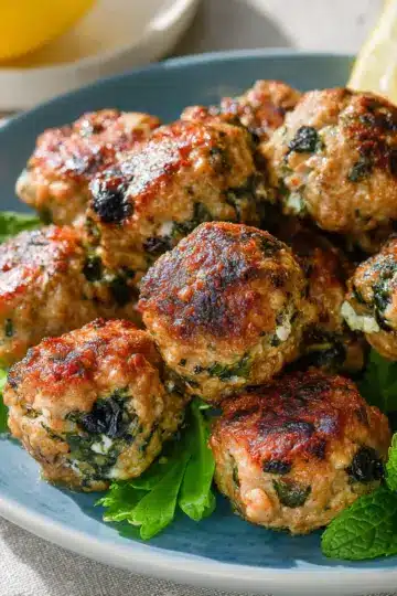Turkey Meatballs with Spinach, Feta, and Mint