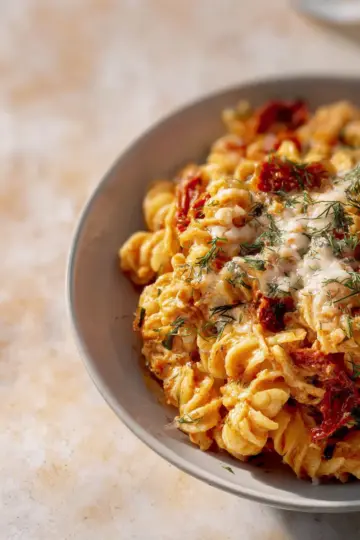 Creamy Sun-Dried Tomato Pasta with Capers and Dill