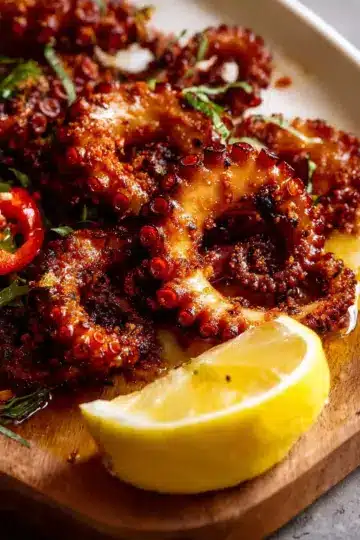 Crispy marinated baby octopus