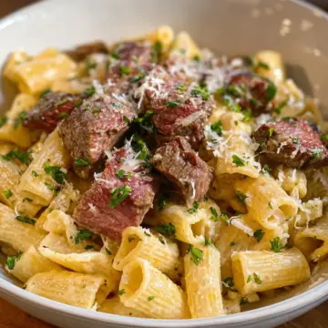 Creamy Garlic Parmesan Steak Pasta