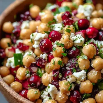 Feta & Cranberry Chickpea Salad with Lemon Vinaigrette