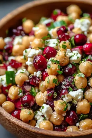 Feta & Cranberry Chickpea Salad with Lemon Vinaigrette