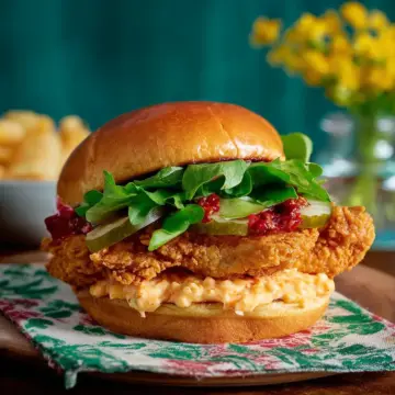 Fried Chicken and Pimento Cheese Sandwich