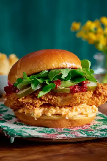Fried Chicken and Pimento Cheese Sandwich