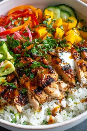 Summer Grilled Chicken and Rice Bowl
