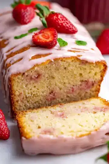 Strawberry Pound Cake with Sweet Glaze
