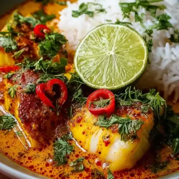 Coconut Lime Fish Curry with Jasmine Rice