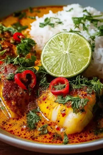 Coconut Lime Fish Curry with Jasmine Rice