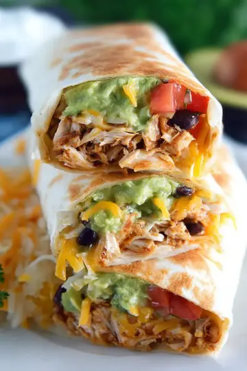 Seven Layer Chicken Burritos