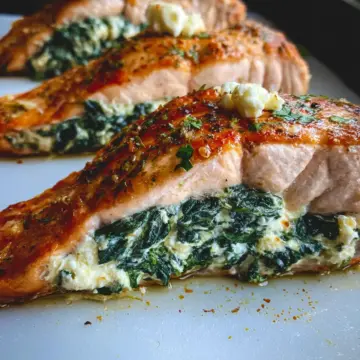 Spinach and Feta Stuffed Salmon