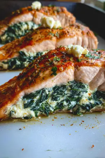 Spinach and Feta Stuffed Salmon
