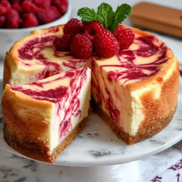 Homemade Raspberry Swirl Cheesecake