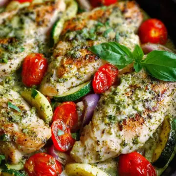 Creamy Pesto Chicken and Vegetables