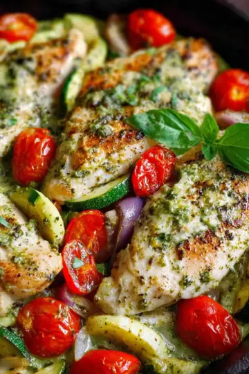Creamy Pesto Chicken and Vegetables