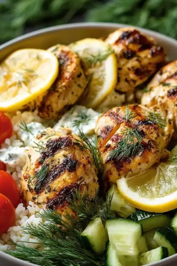 Mediterranean Lemon Dill Chicken Bowls