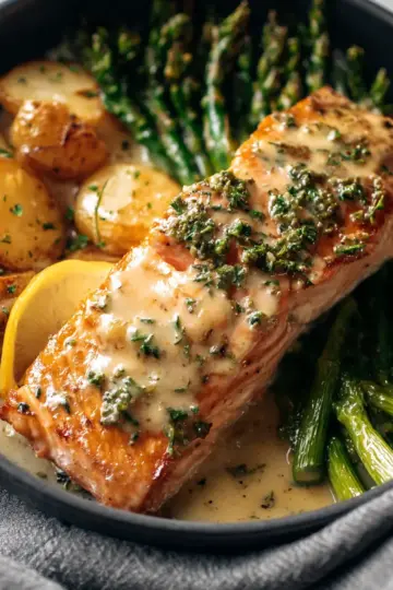 Baked Salmon with Amazing Lemon Sauce