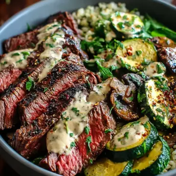 Grilled Steak Creamy Zucchini Bowl