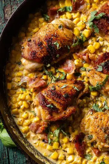 Garlic Butter Creamed Corn Chicken.