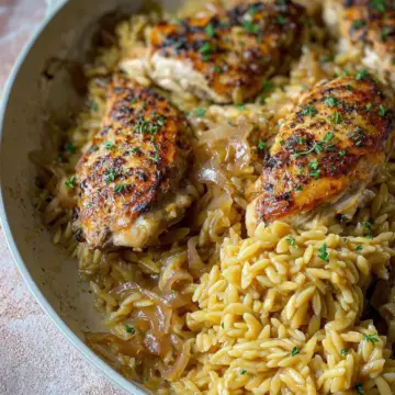 French Onion Chicken and Orzo