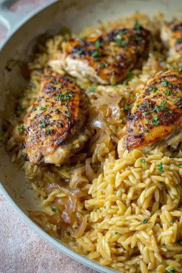French Onion Chicken and Orzo